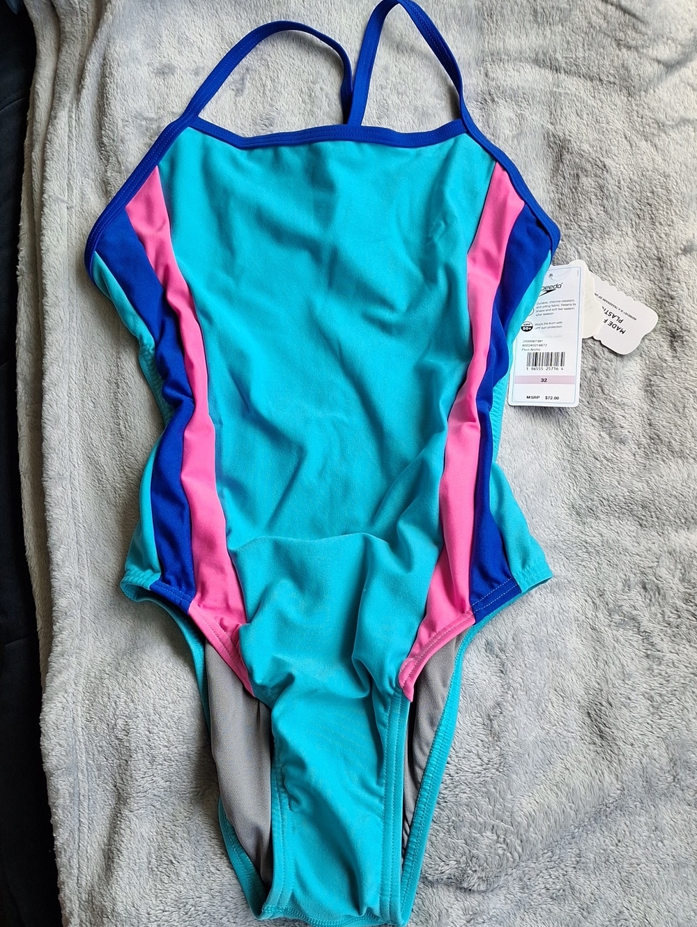 Speedo Turquoise One-Piece Swimsuit with Pink & Blue Accents